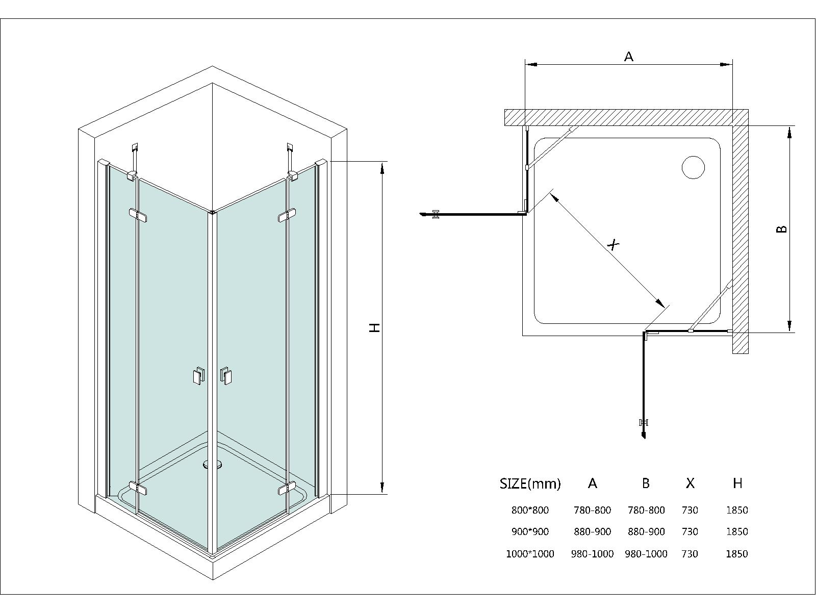 A1901 Hinge Door - Frameless Shower Enclosures